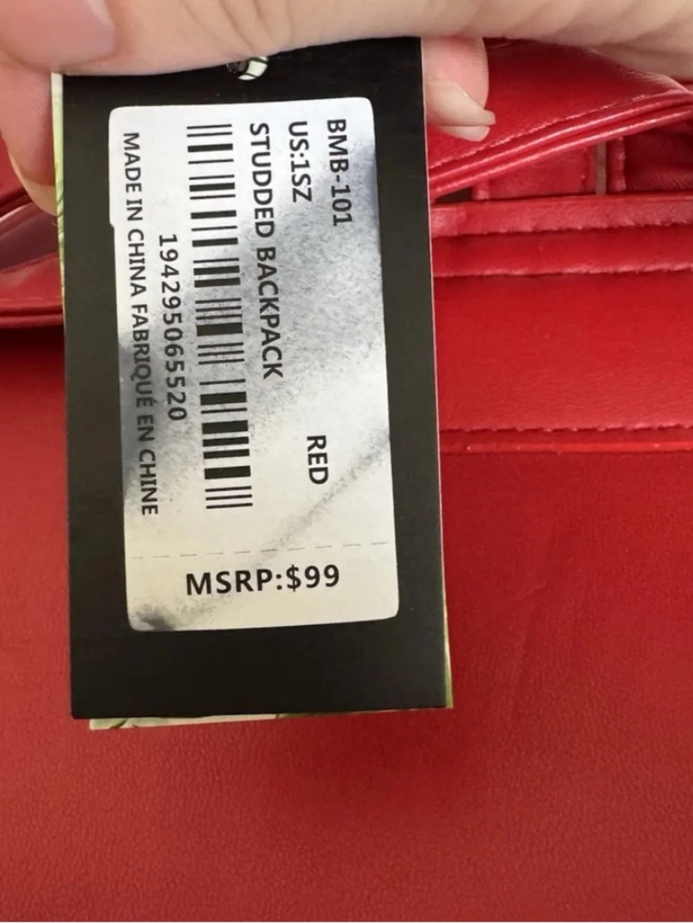 Badgley Mischka Red Quilted Studded Backpack with Gold Hardware